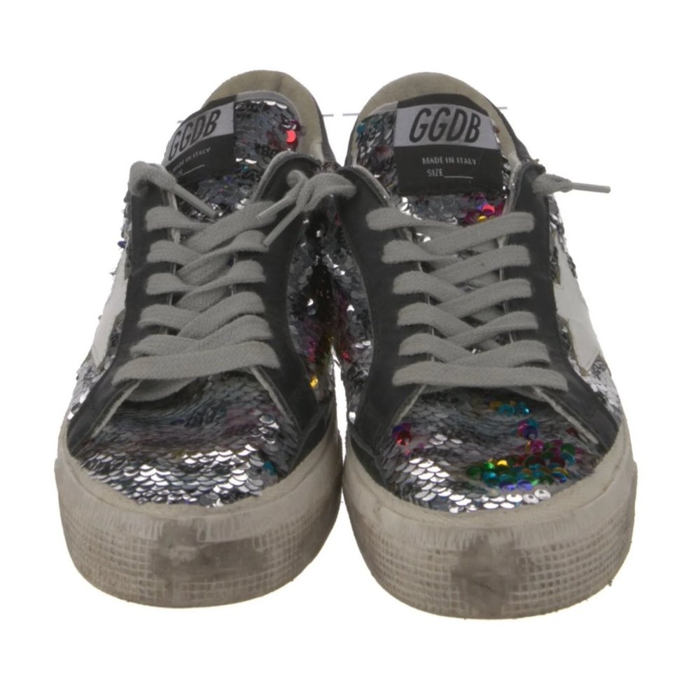 GOLDEN GOOSE Silver Sequin Sneakers - Size 8 (IT 38)